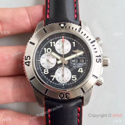 Swiss Replica Breitling Avenger SS Black Leather Watch - Swiss 7750